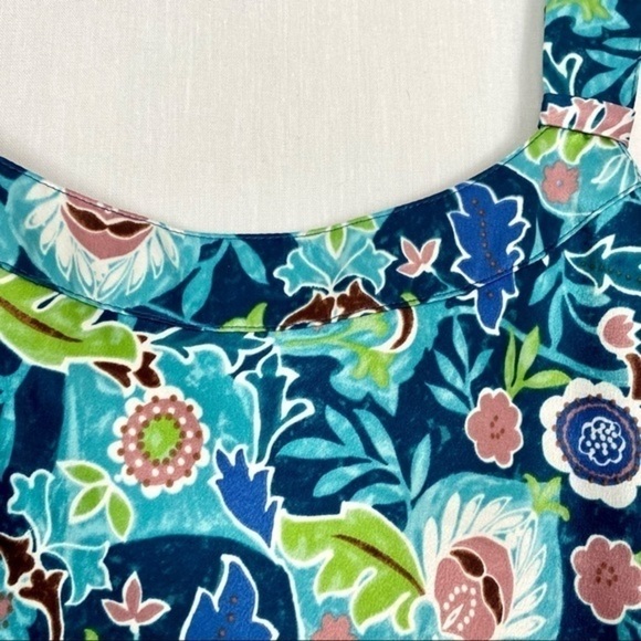 Cabernet Y2K Vintage Silky Satin Slip Dress Turquoise Retro Floral Print Chemise - Picture 2 of 12